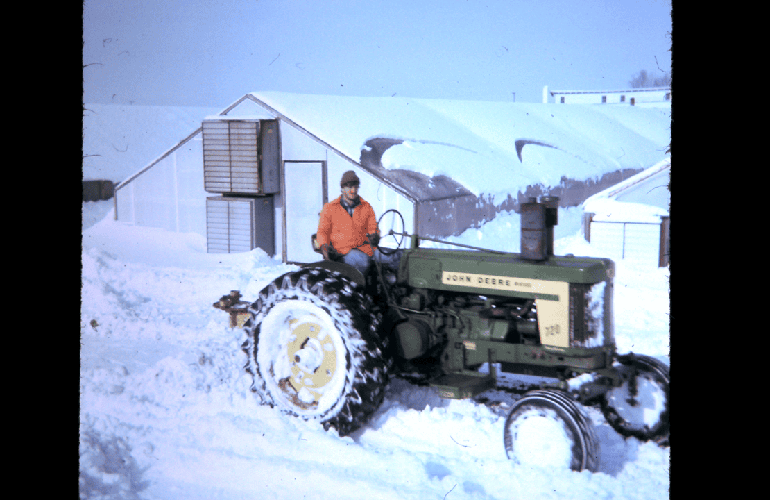 Pulling heavy snow away from greenhouses